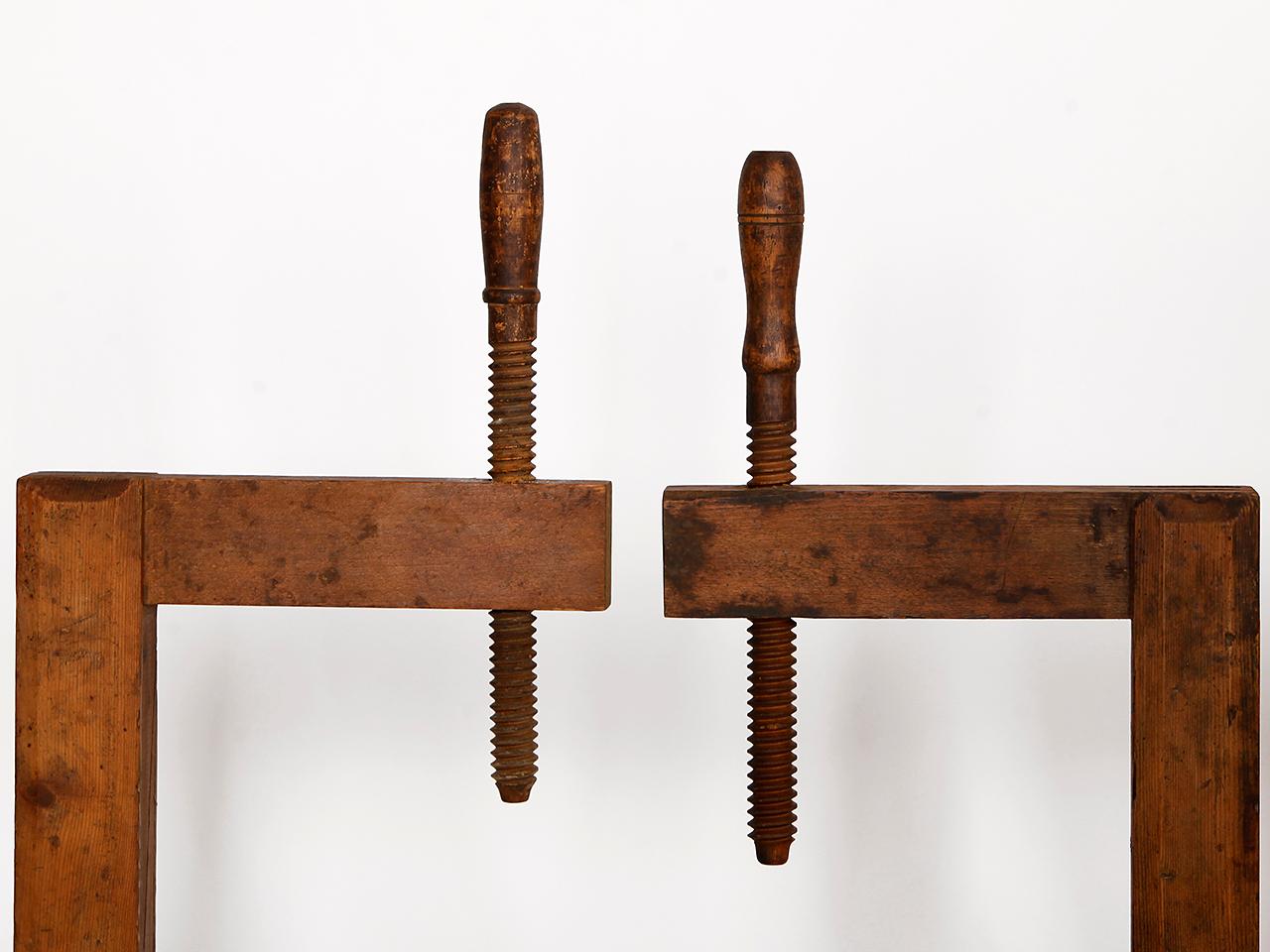19th Century Large Antique Wooden Screws Clamps Clips, Set of 8 For Sale