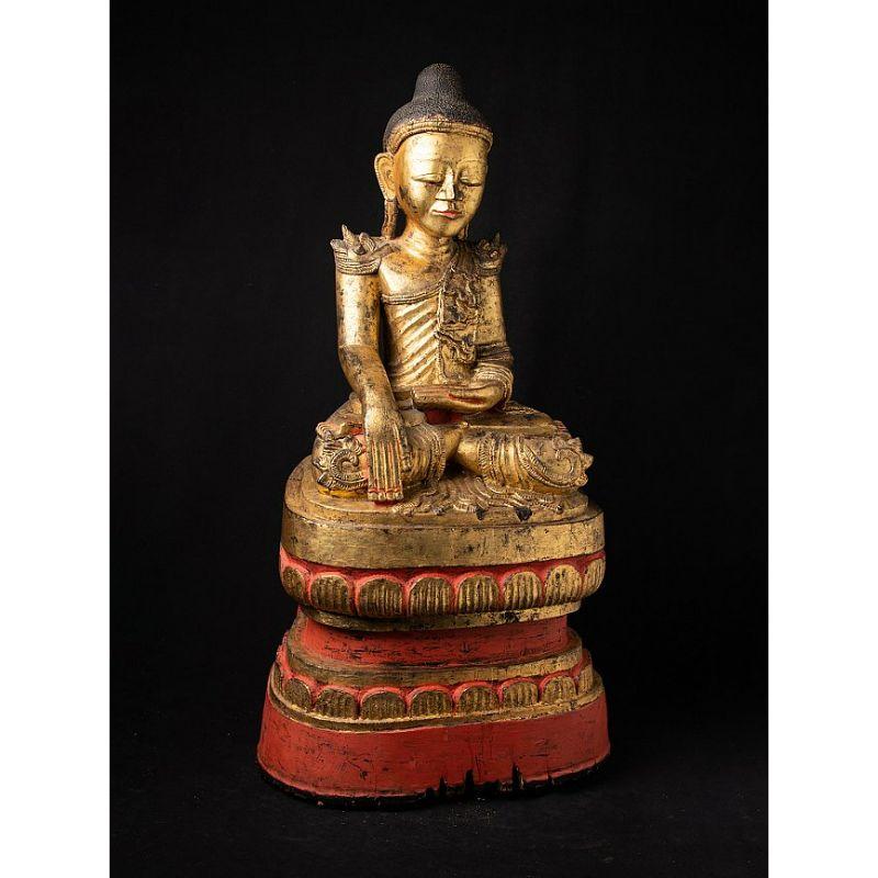 Large Antique Wooden Shan Buddha Statue from Burma Original Buddhas For Sale 5