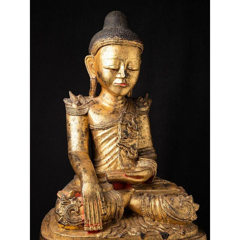 Large Antique Wooden Shan Buddha Statue from Burma Original Buddhas For Sale 6
