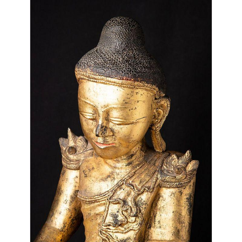Large Antique Wooden Shan Buddha Statue from Burma Original Buddhas For Sale 9
