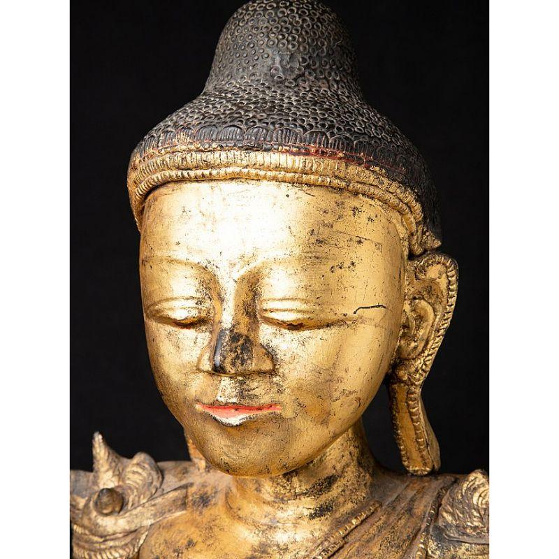 Large Antique Wooden Shan Buddha Statue from Burma Original Buddhas For Sale 10