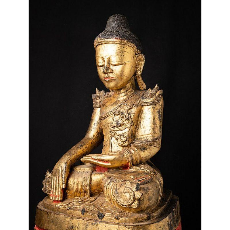 18th Century and Earlier Large Antique Wooden Shan Buddha Statue from Burma Original Buddhas For Sale