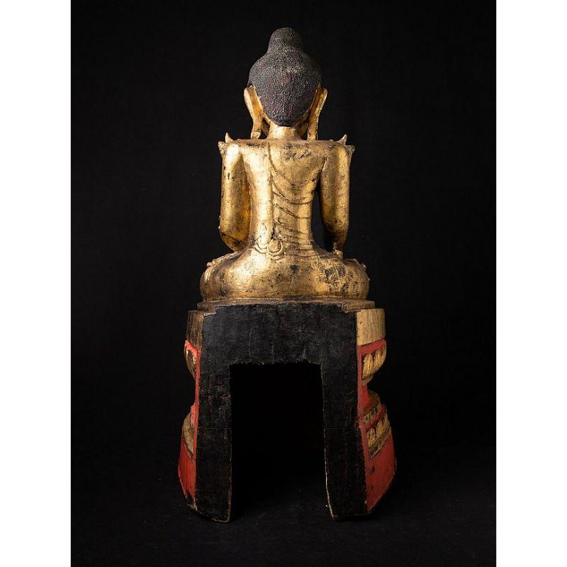 Large Antique Wooden Shan Buddha Statue from Burma Original Buddhas For Sale 3