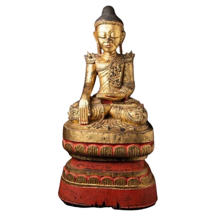 Large Antique Wooden Shan Buddha Statue from Burma Original Buddhas For Sale
