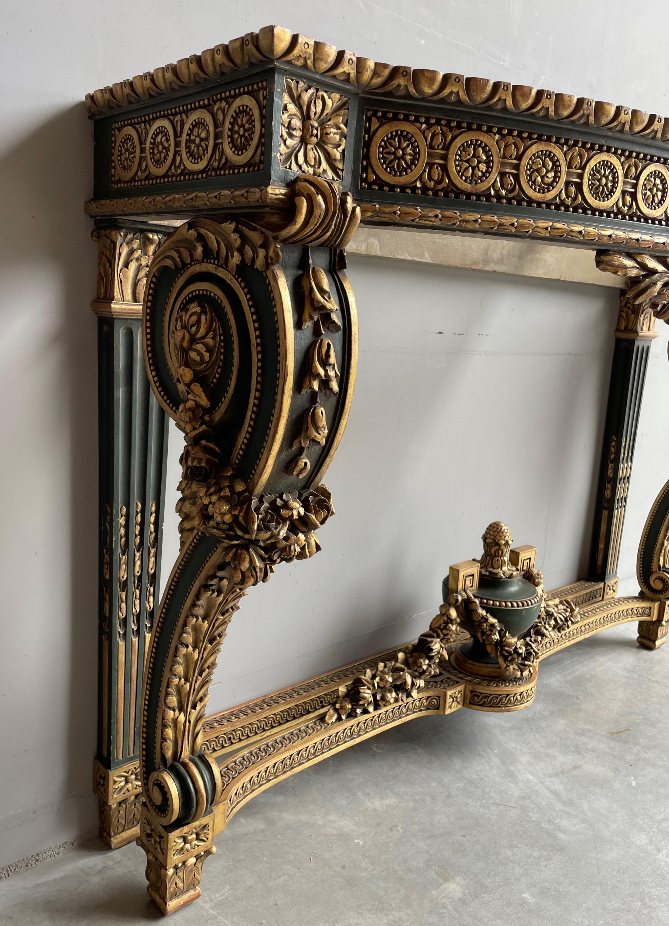 Large Antique Wooden Side Table w. Amazing Gilt Carvings & Marie Antoinette Mask For Sale 4