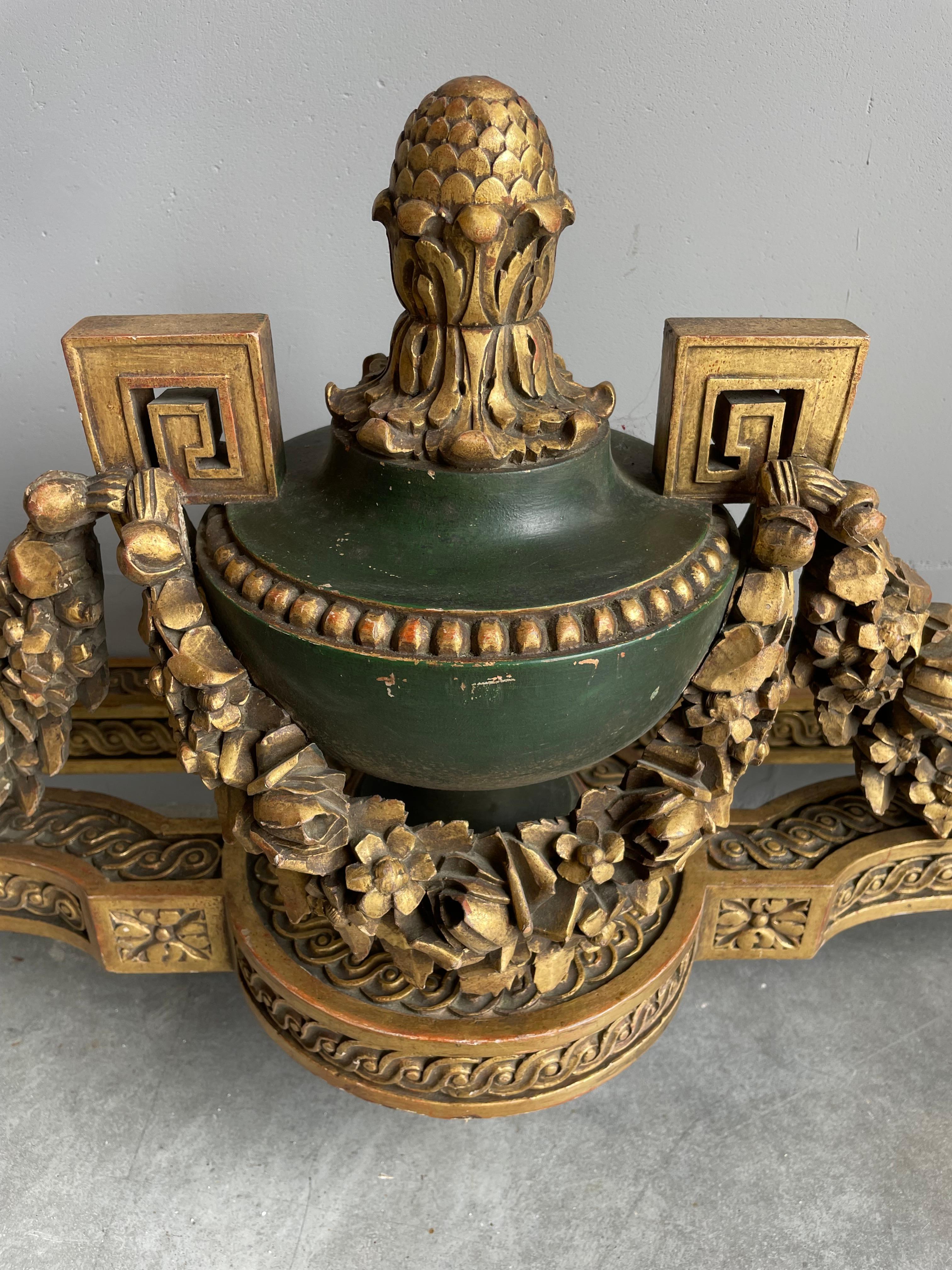 Large Antique Wooden Side Table w. Amazing Gilt Carvings & Marie Antoinette Mask For Sale 6