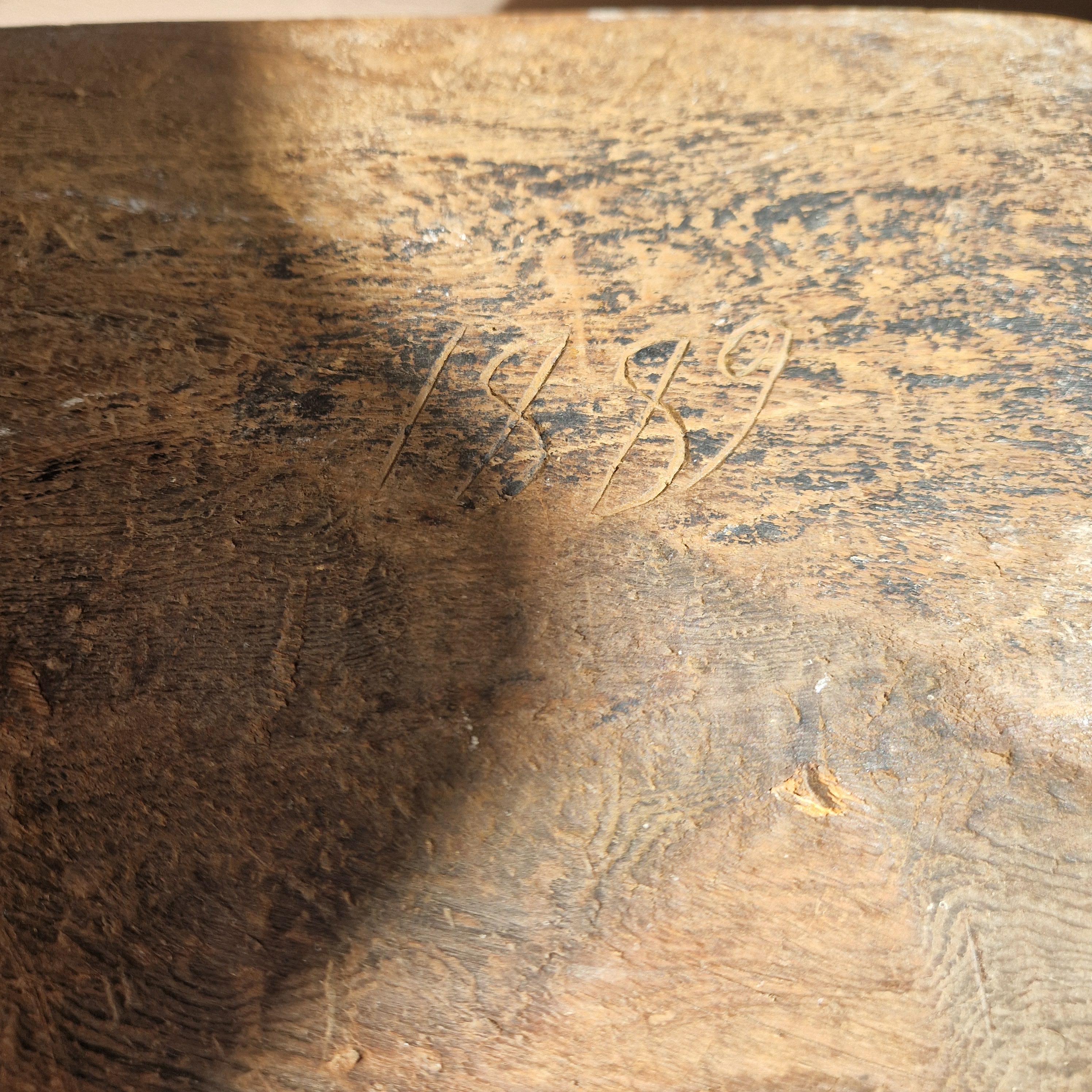 Großes antikes Holztablett, brutalistischer Stil, Schweden, 1800er Jahre im Angebot 3