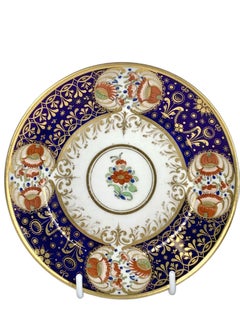 Sehr große antike Worcester Porzellan Tasse & Untertasse Hand gemalt England C. 1820