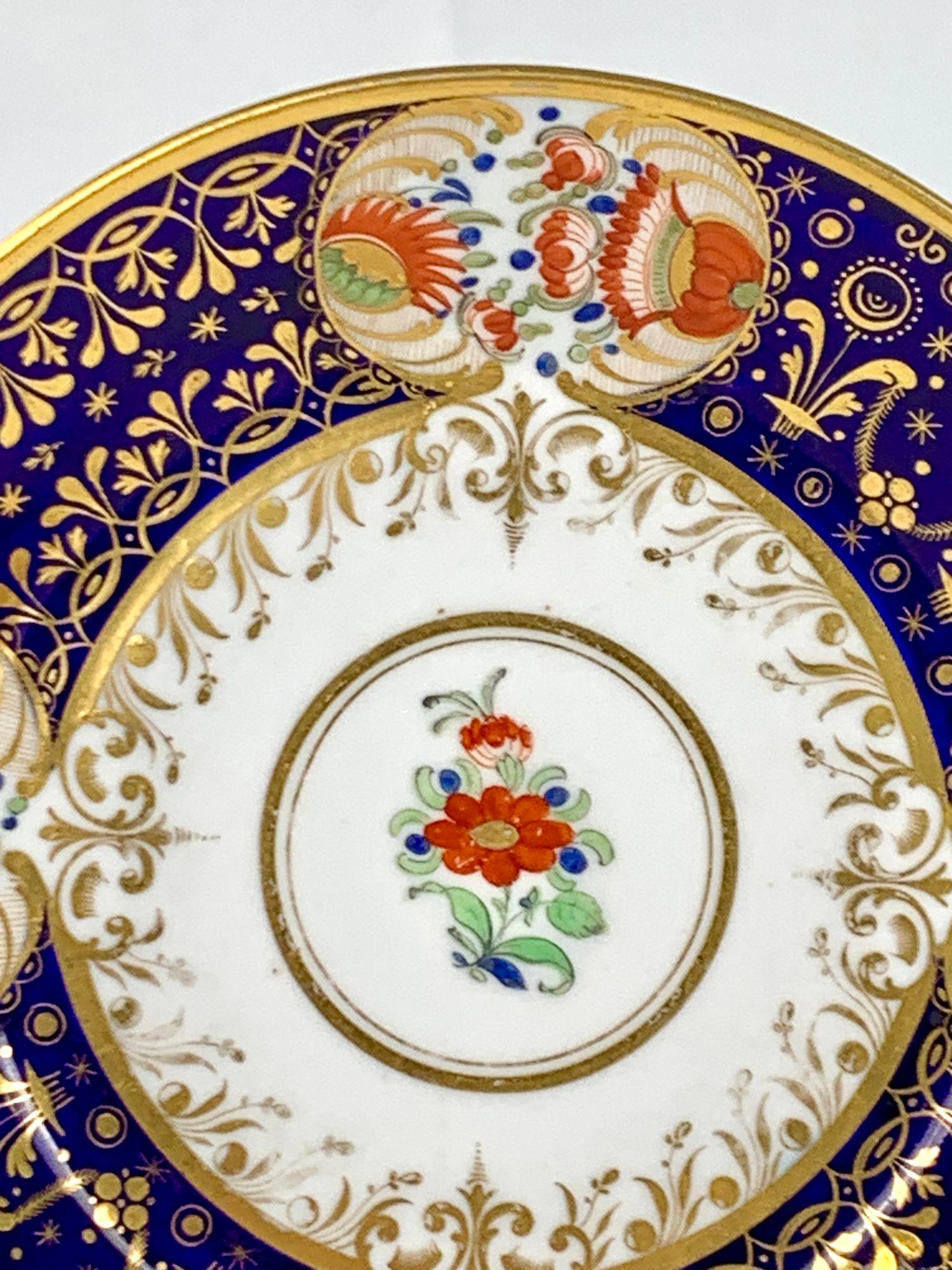 Gran taza y platillo antiguos de porcelana Worcester Inglaterra Circa 1820 siglo XIX en venta