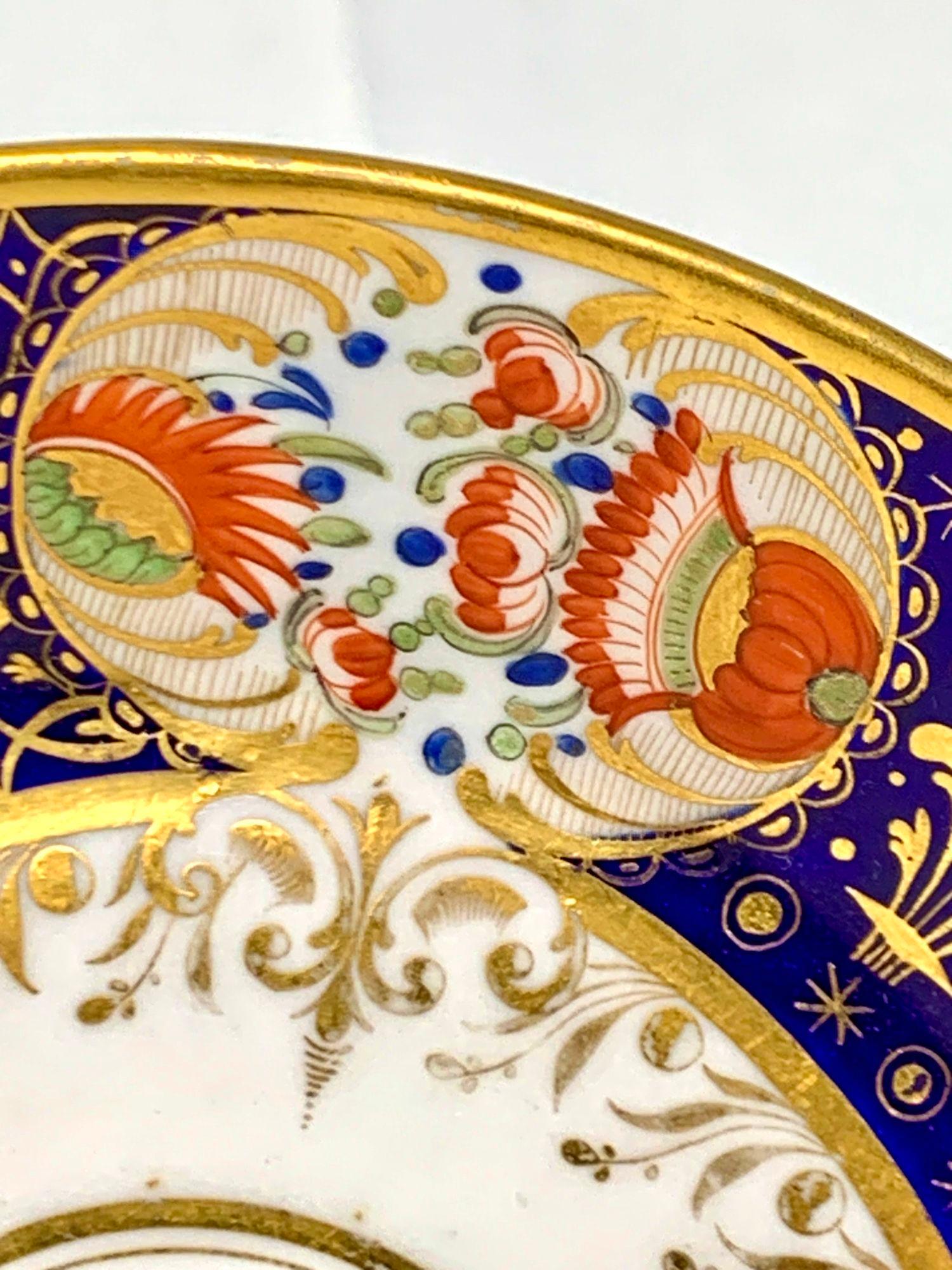 Gran taza y platillo antiguos de porcelana Worcester Inglaterra Circa 1820 Porcelana en venta