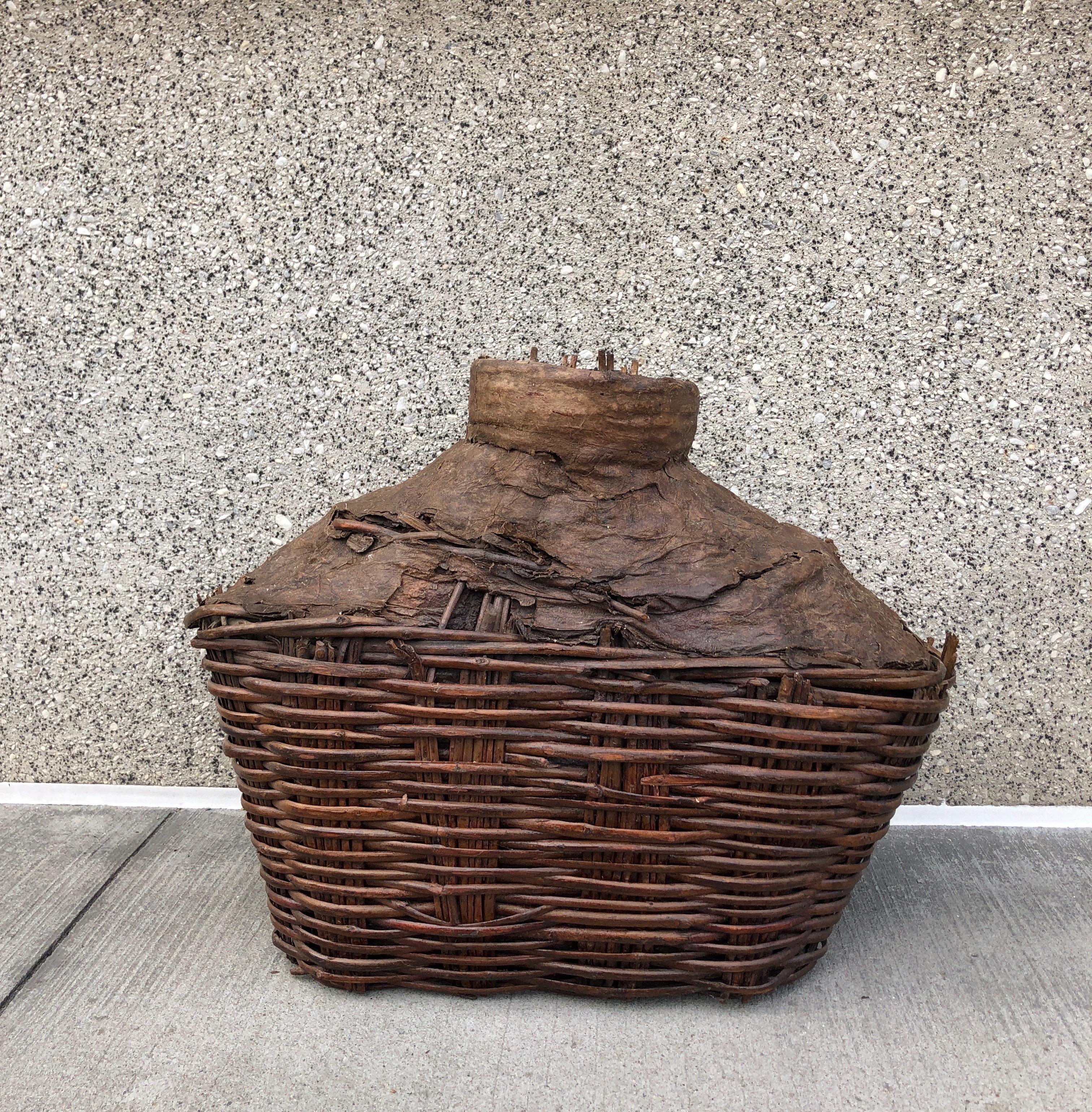 Large Antique Woven Food Oil Container For Sale 1