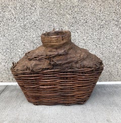 Large Antique Woven Food Oil Container