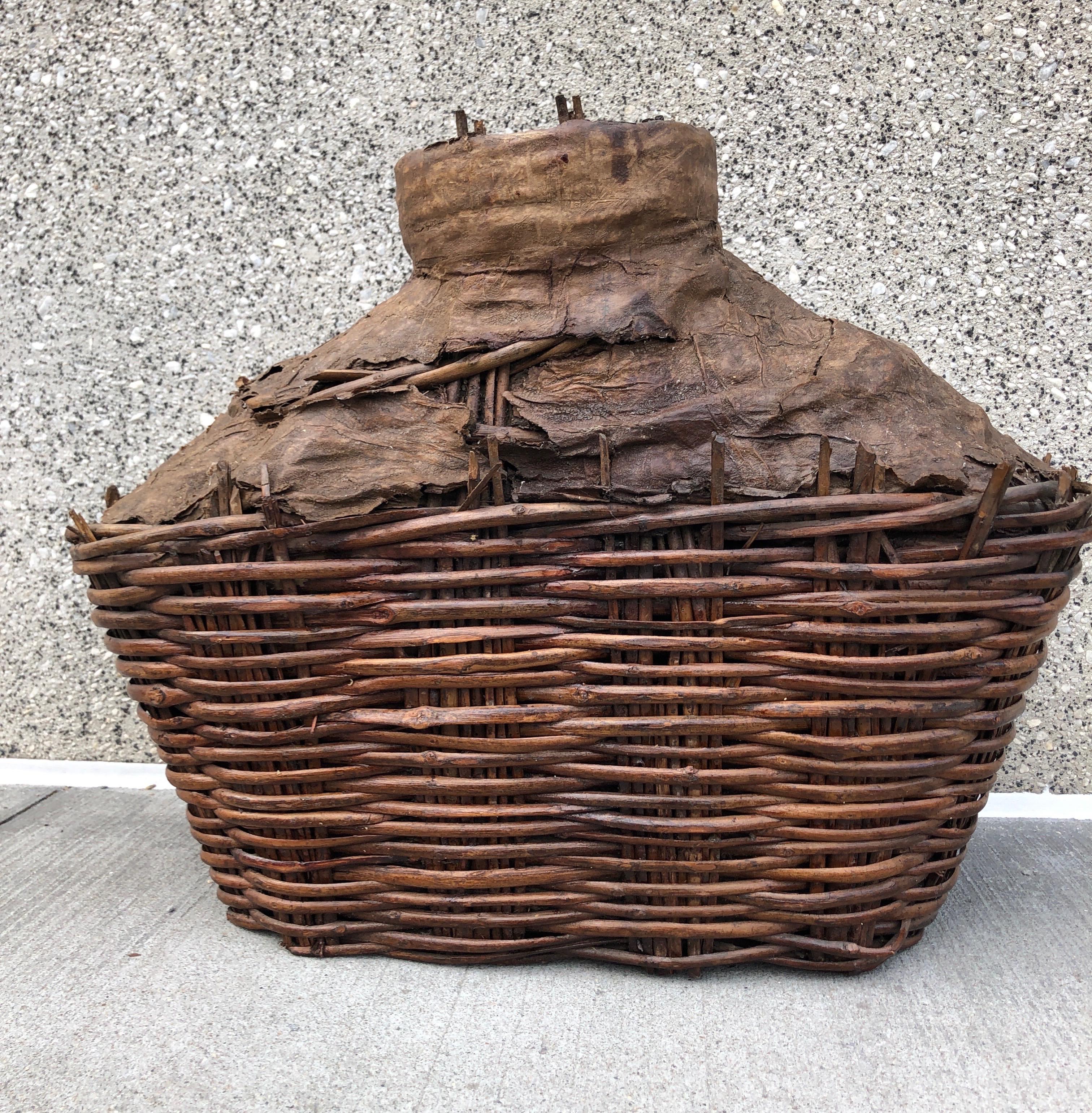crudely woven basket