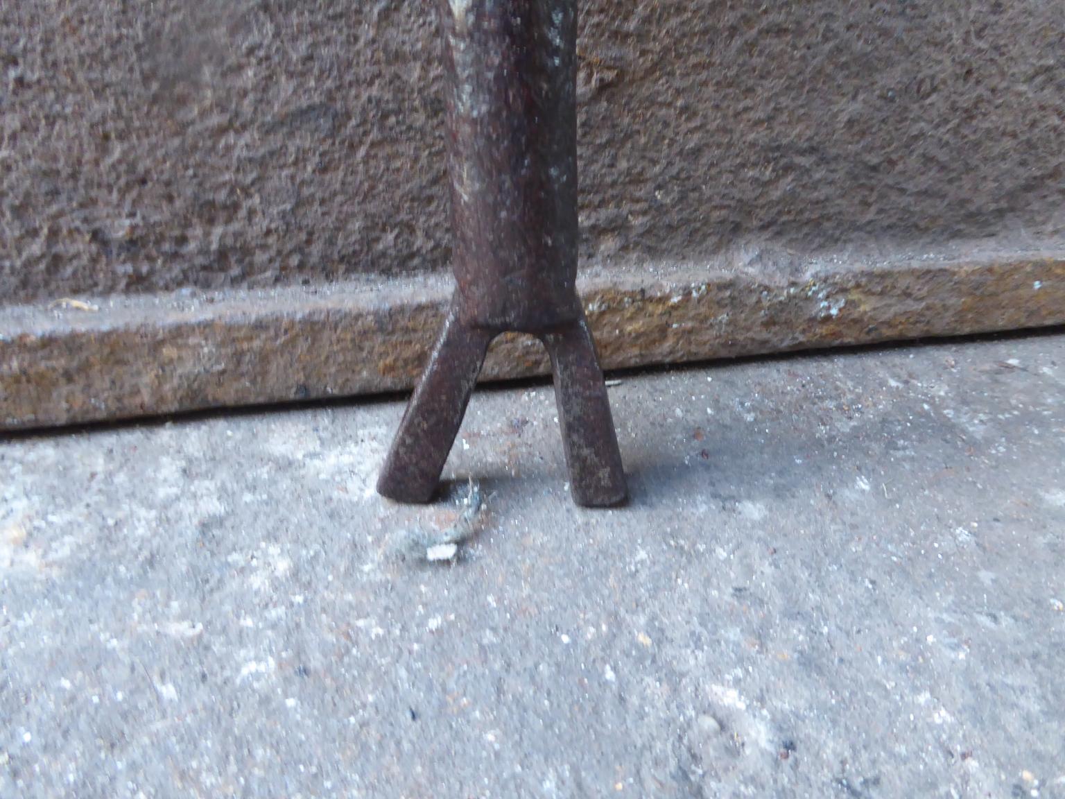 Napoleon III Large Antique Wrought Iron Fireplace Blow Poke, 19th Century