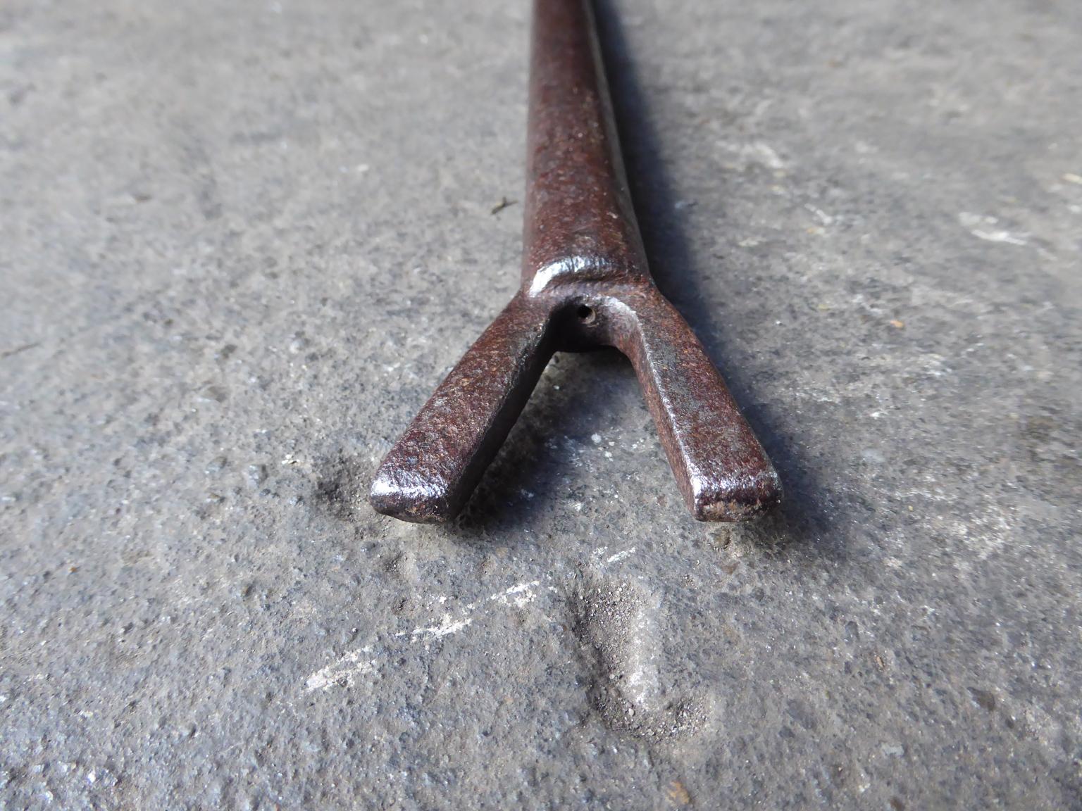 French Large Antique Wrought Iron Fireplace Blow Poke, 19th Century