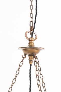 Antique XL Ram's Head Moonstone Glass Plafonnier Light Pendant, C.1920