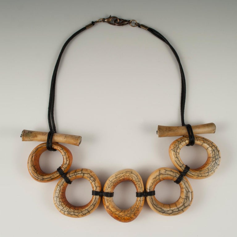 Large Antique Yak Bone Tribal Necklace by Claire Ginioux, Paris, France
