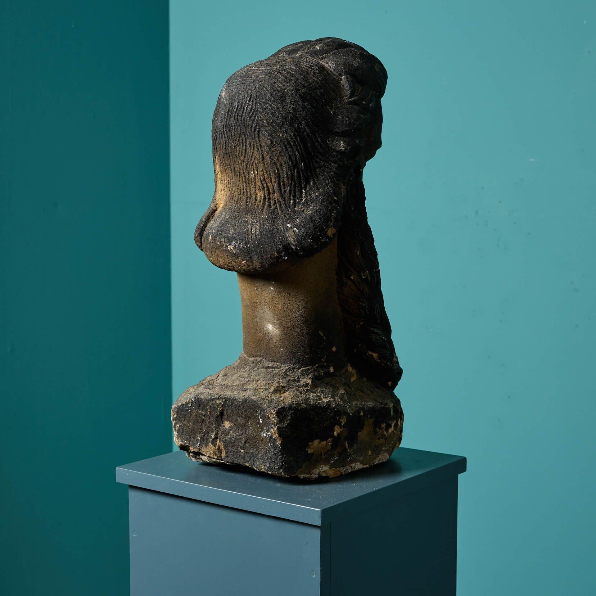 Large Antique York Stone Sculpture of Greek God In Fair Condition For Sale In Wormelow, Herefordshire