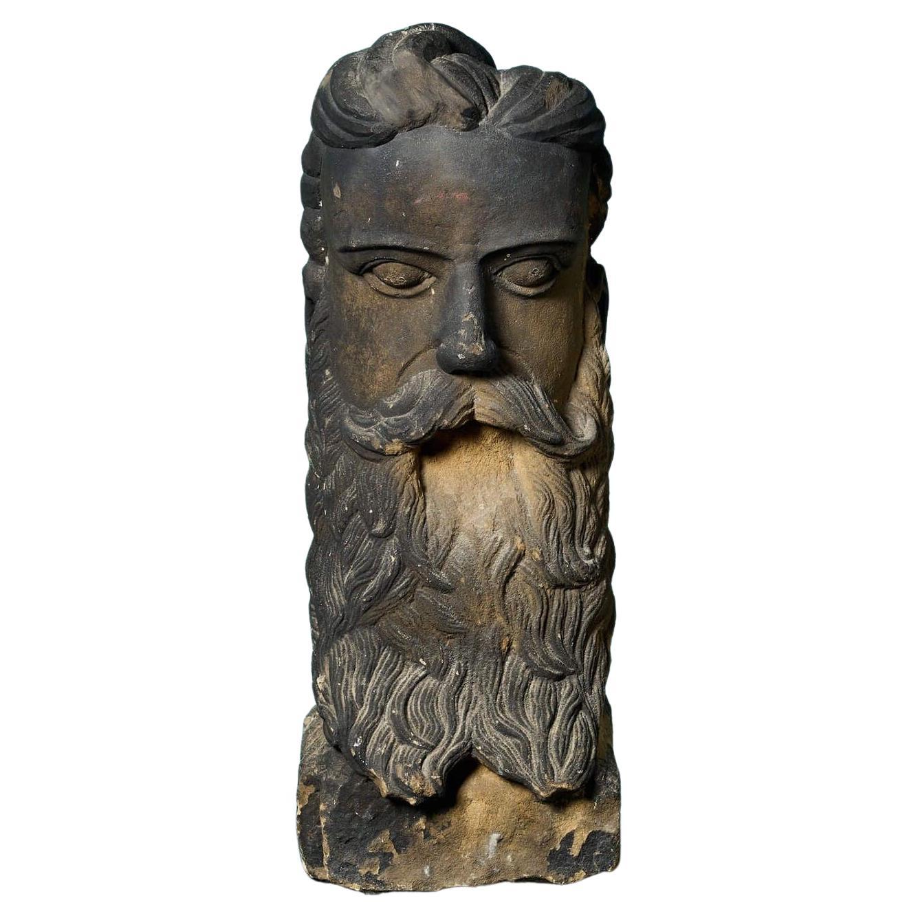 Large Antique York Stone Sculpture of Greek God For Sale