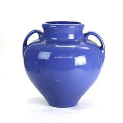 Large Antique Zanesville Blue Art Pottery Floor Vase C1930