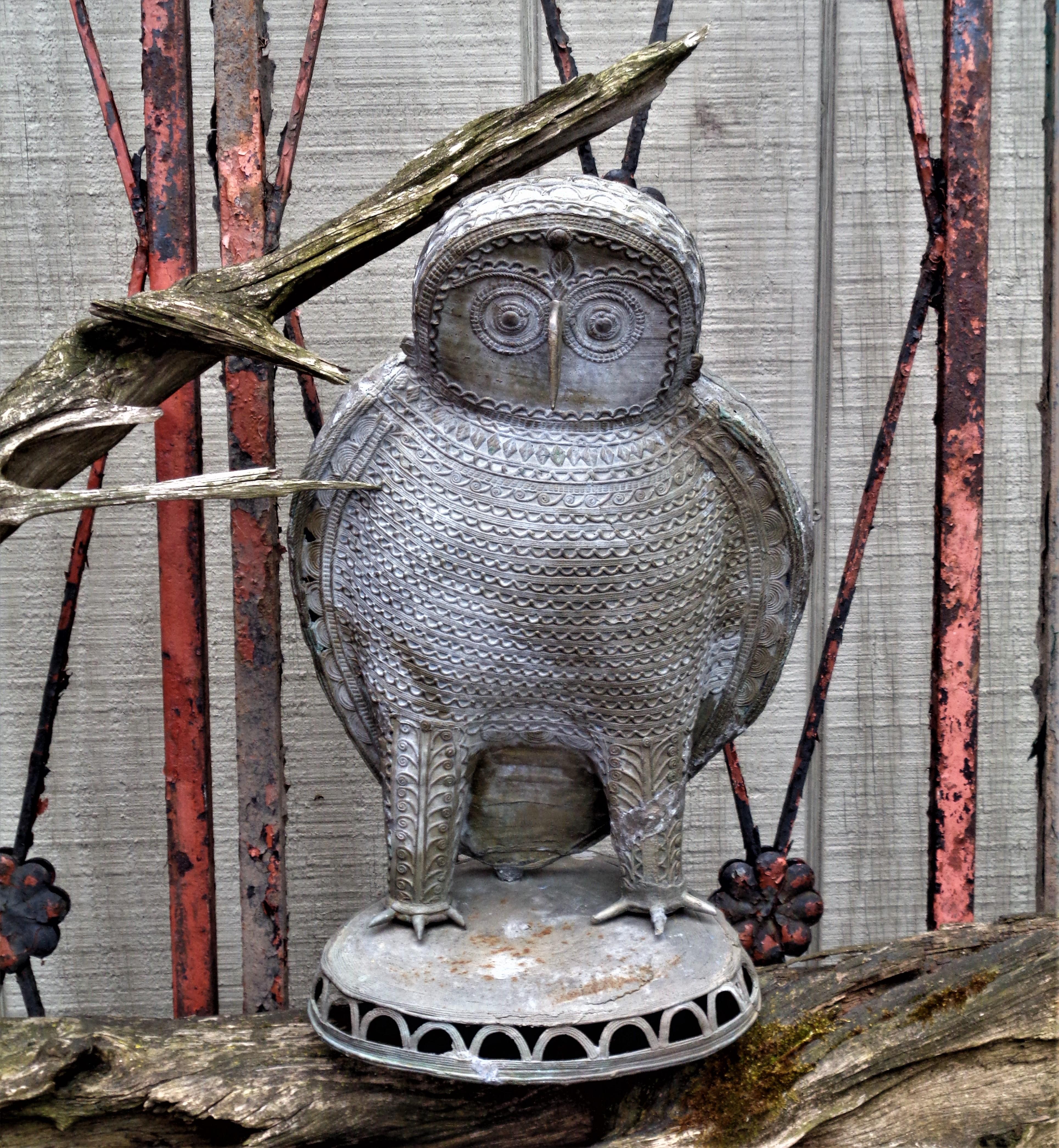    Large Zinc Metal Owl Sculpture, Circa 1900 7