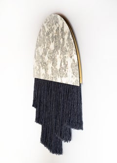 Large Antiqued Mirror with Dark Grey Fiber, Half Moon Mirror by Ben & Aja Blanc