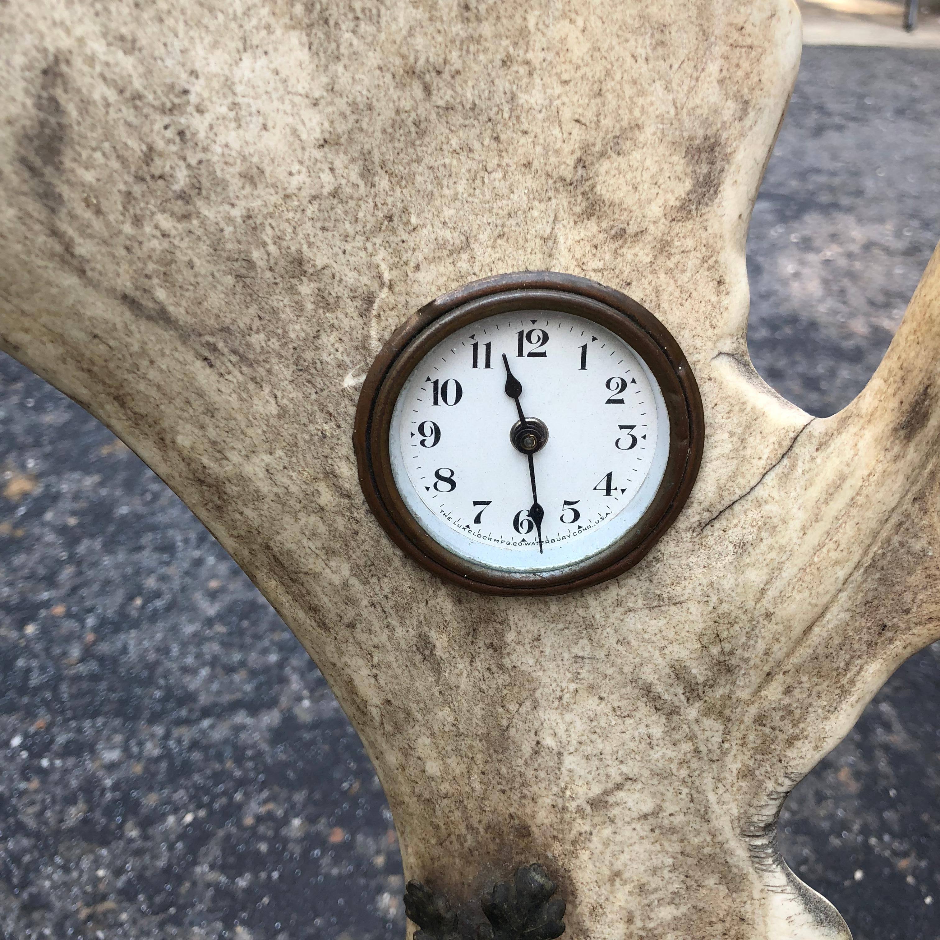 Large Antler Table Clock, Centerpiece And Smoke Stand For Sale 3