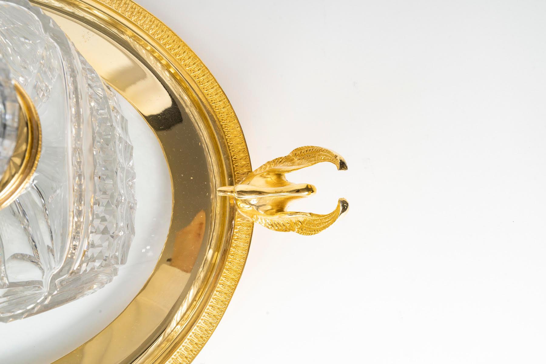 Großesperitif-Set aus 24 Karat vergoldetem Metall und Kristall, 19. Jahrhundert. (Französisch) im Angebot