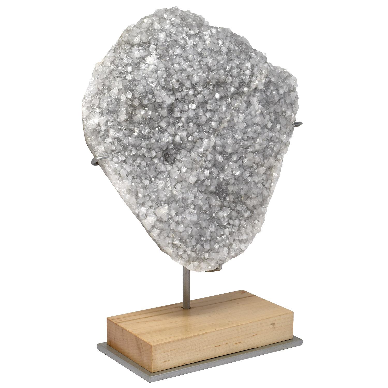 Height on custom display stand: 13.75 in. / 35 cm

The multifaceted surfaces of the clear and white opaque crystals, create a twinkling effect as they catch the light. 

Some use apophyllite for its healing properties, to assist with stress