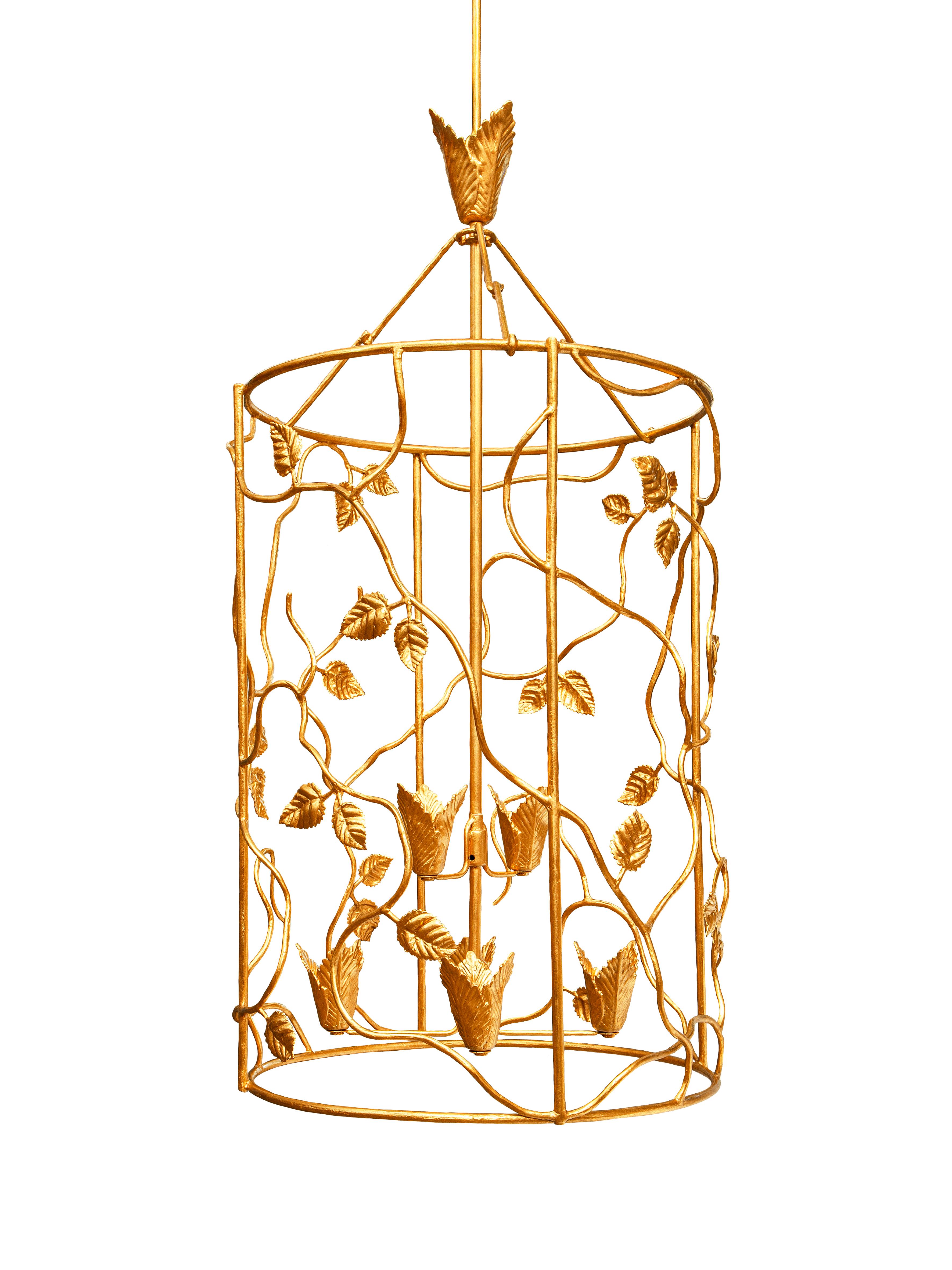 With rose leaves interspersed on a textured frame, this lantern resembles a piece of naturalistic sculpture. Uplighter with 6 bulbs. 
Please note these lantern are customisable- can be crafted in different sizes and finishes.There is a small and