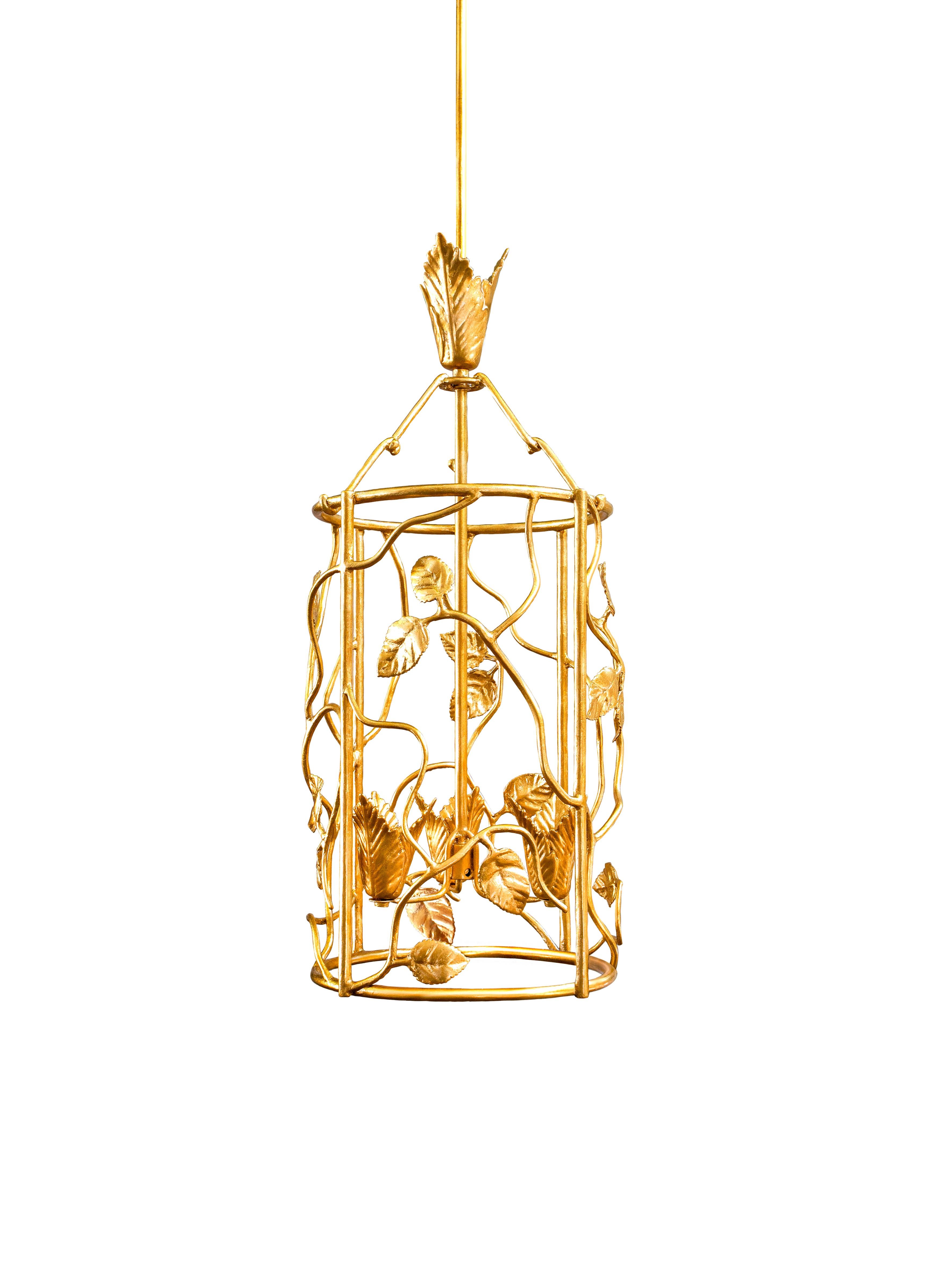 Forged Large Appian Lantern, Antique Gold, Benediko For Sale