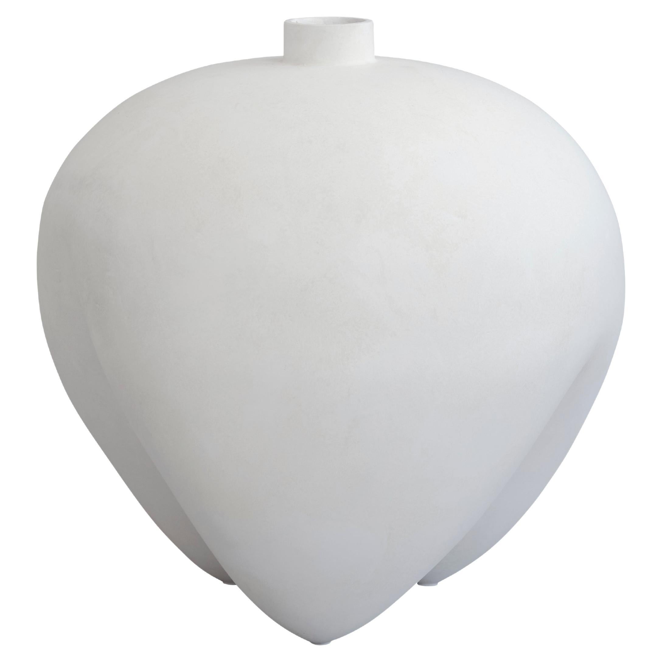 Large Apple Shape Matte Glaze White Vase, China, Contemporary