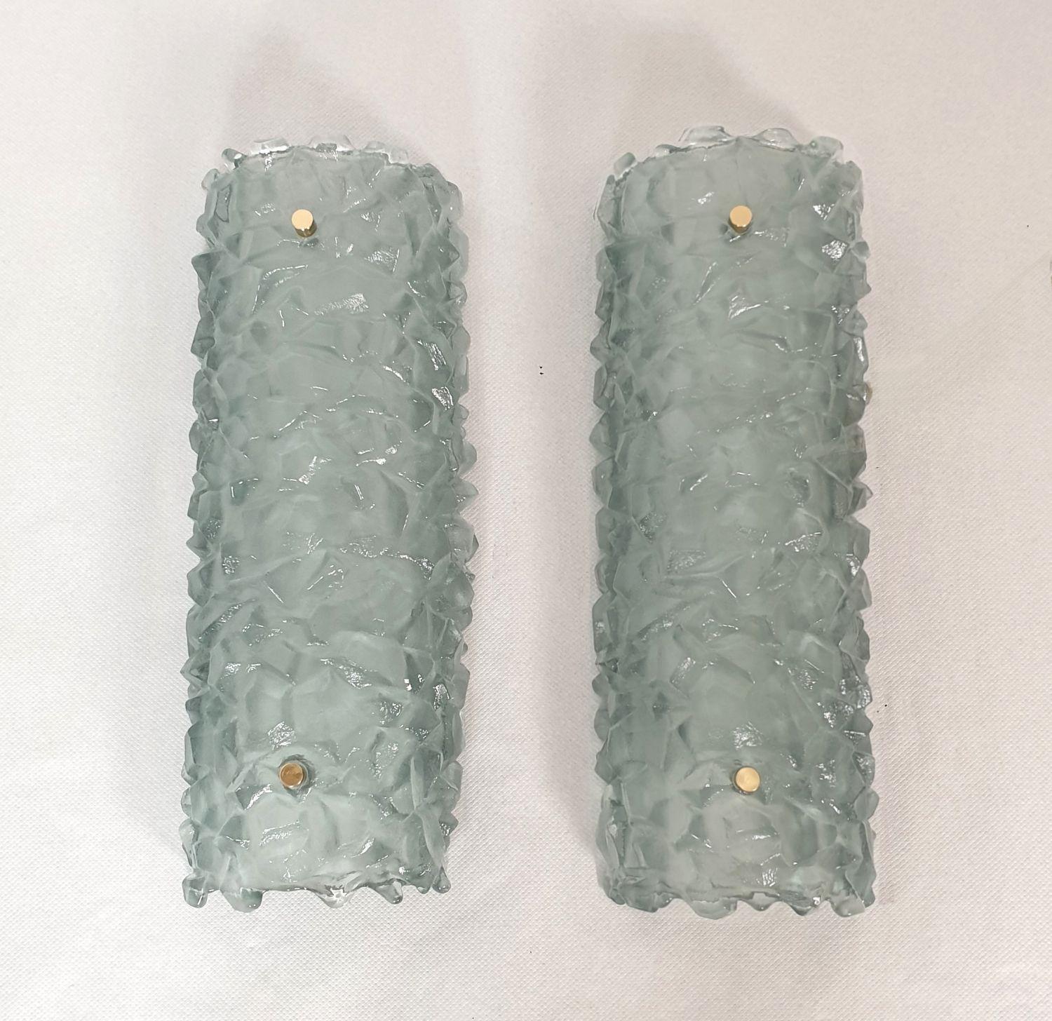 Late 20th Century Blue Murano glass Mid century sconces, a pair For Sale