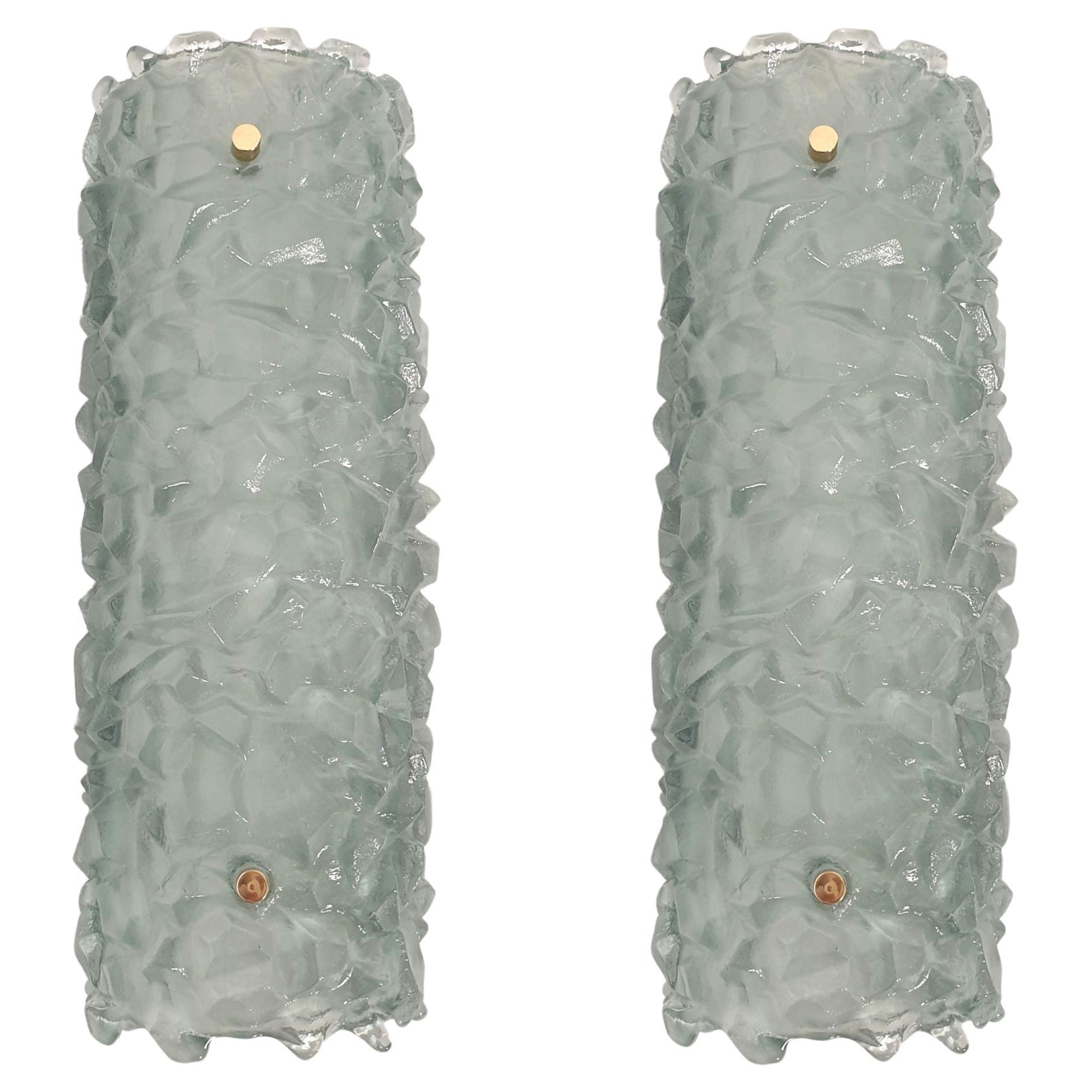 Blue Murano glass Mid century sconces, a pair