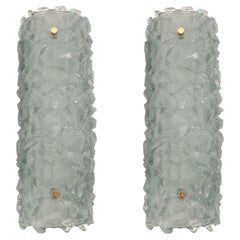 Vintage Blue Murano glass Mid century sconces, a pair