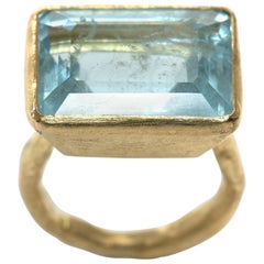 Large Aquamarine 18 Karat Gold Cocktail Ring by Disa Allsopp