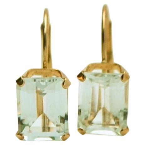 Large Aquamarine Earrings leverbacks 10mm Aquamarine Natural 14KT gold