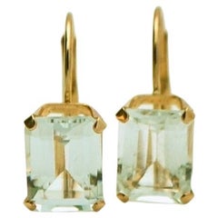 Orecchini grandi di acquamarina a leva 10 mm di acquamarina naturale in oro 14KT