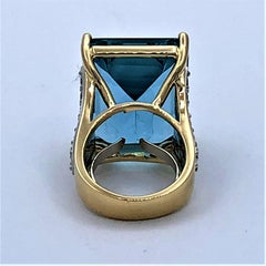 Large Aquamarine Gold and Diamond Ring