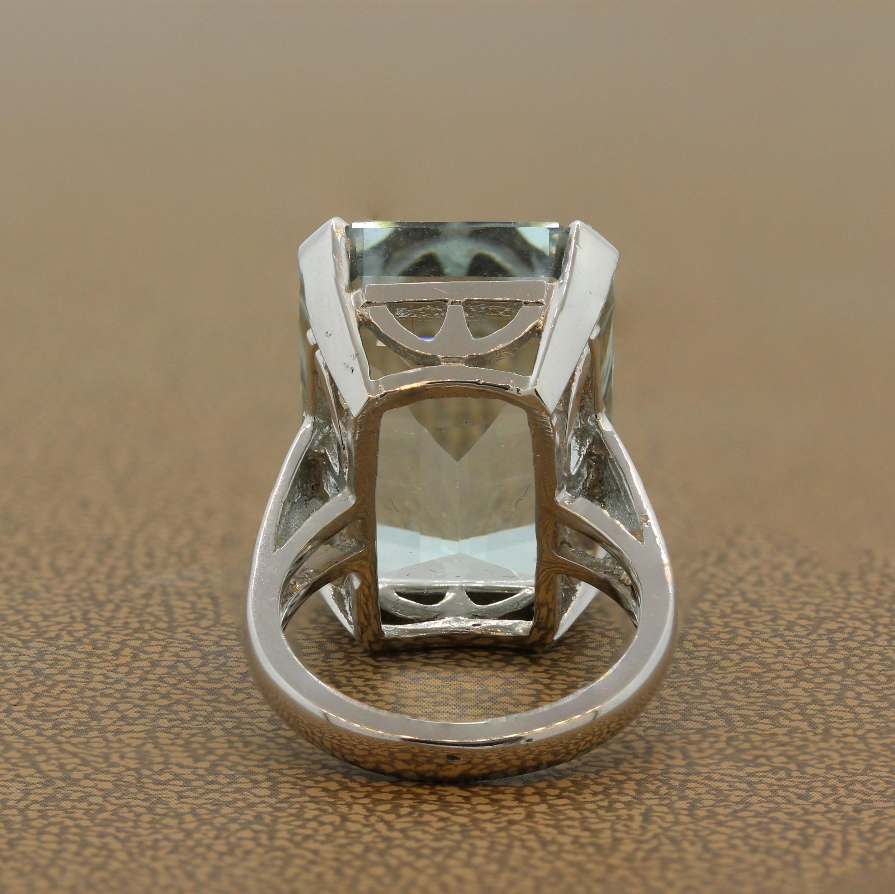 Women's Large Aquamarine Gold Cocktail Ring