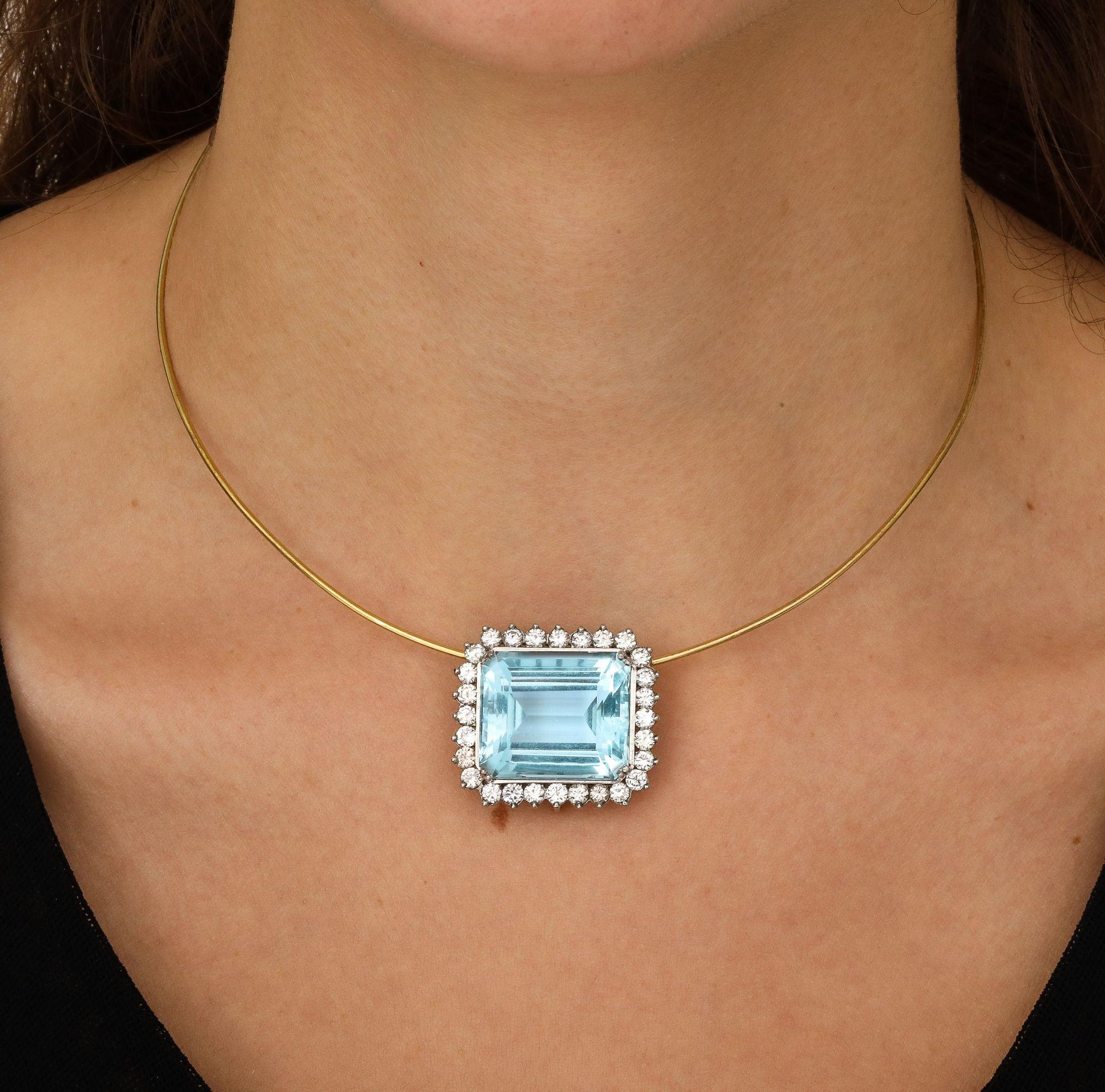 Collana grande con pietra d'acquamarina in vendita 6