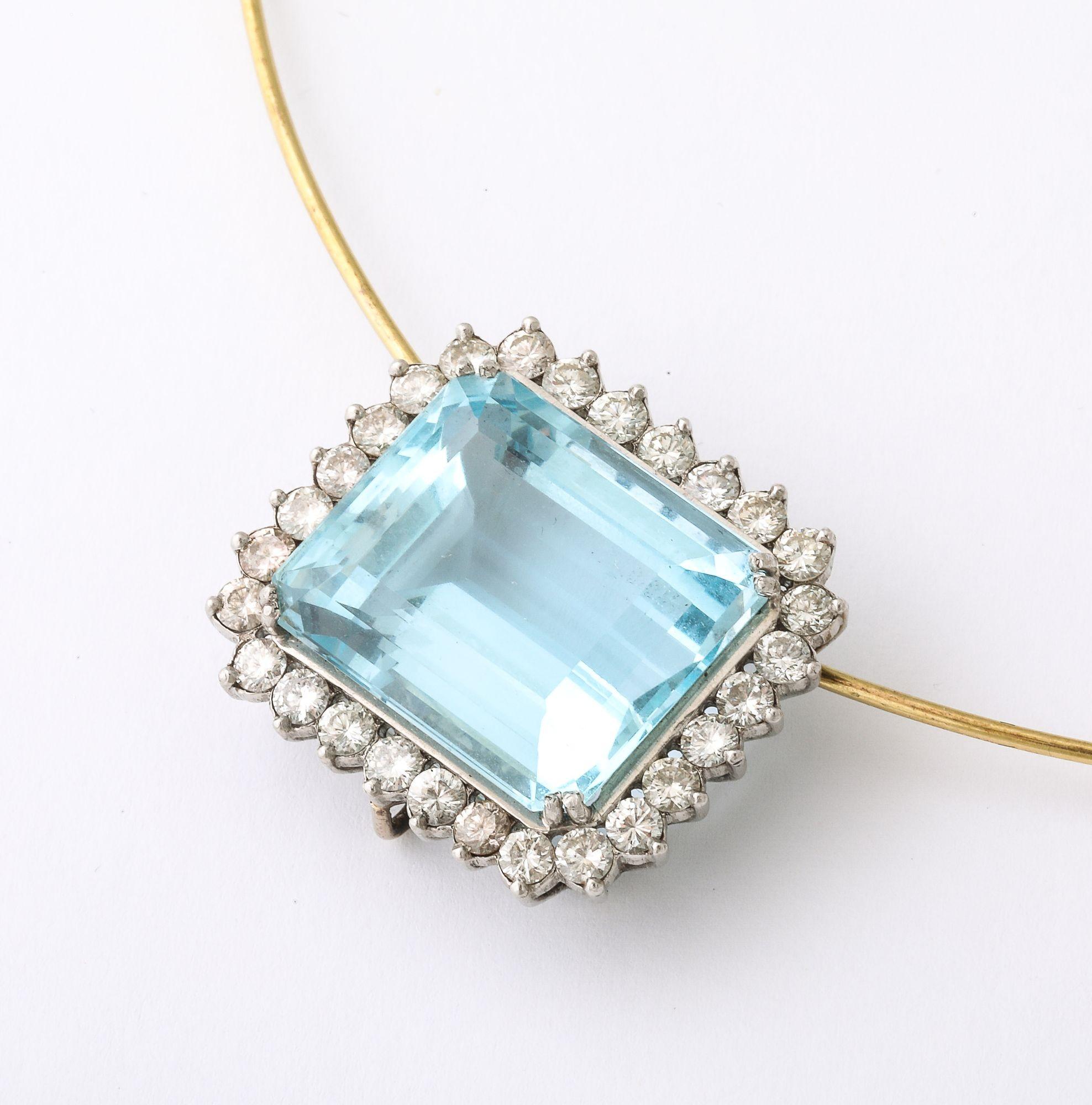 Collana grande con pietra d'acquamarina in vendita 1