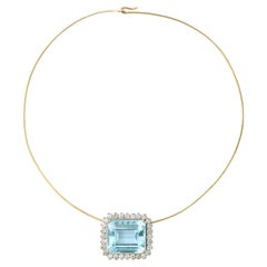 Large Aquamarine stone Necklace