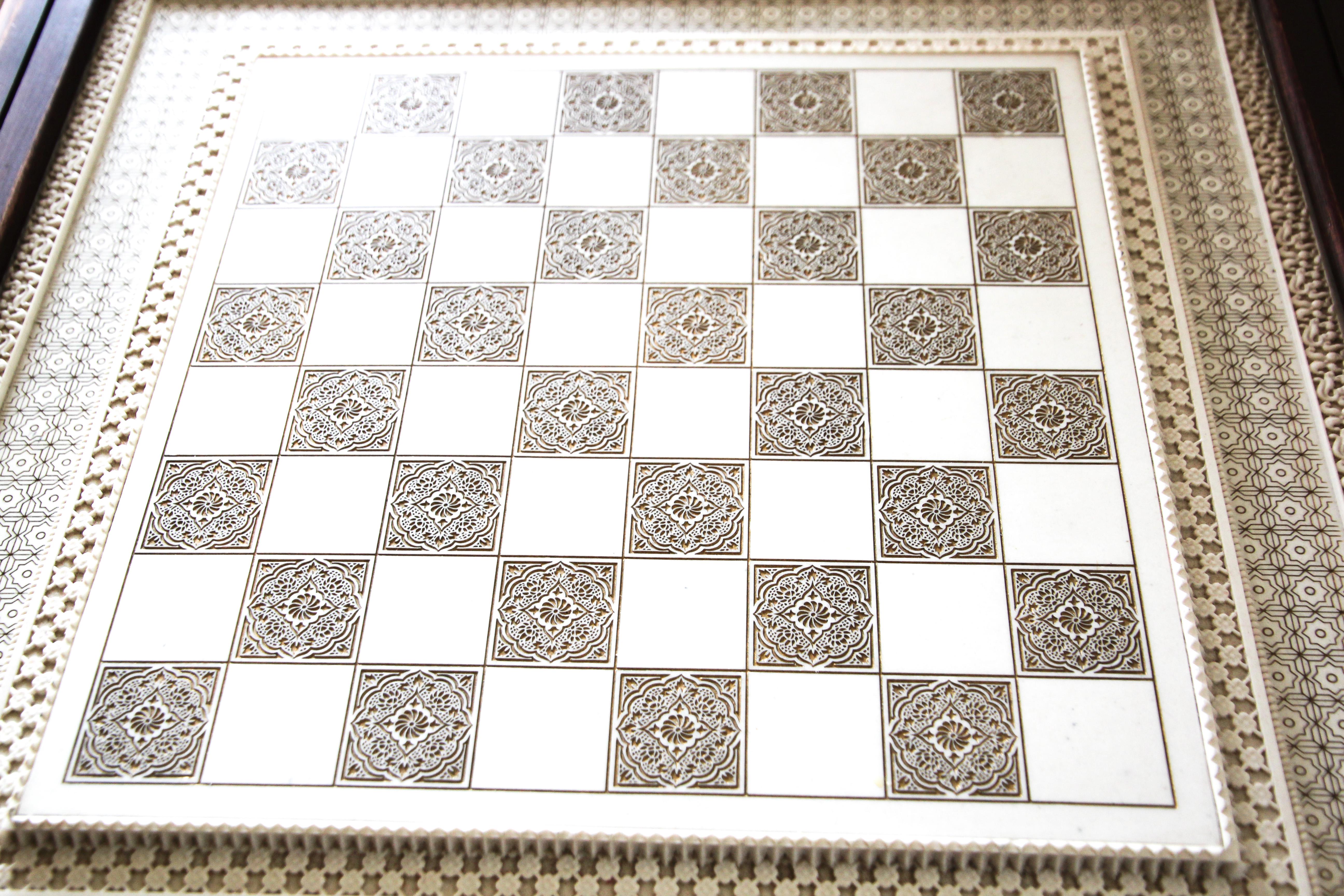 Large Arabesque Carved Firenze Florence Italian Game Chess 11