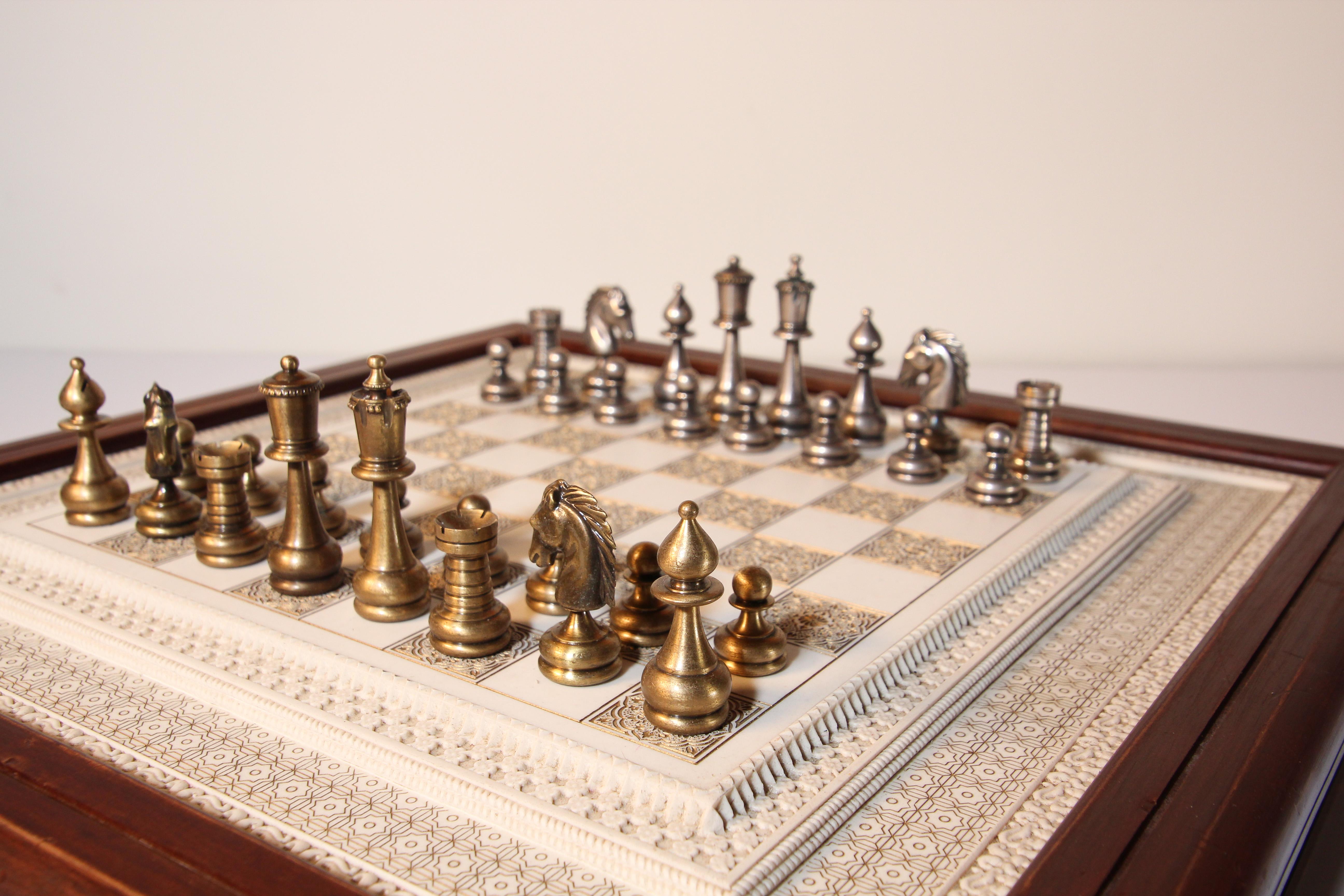 Moorish Large Arabesque Carved Firenze Florence Italian Game Chess