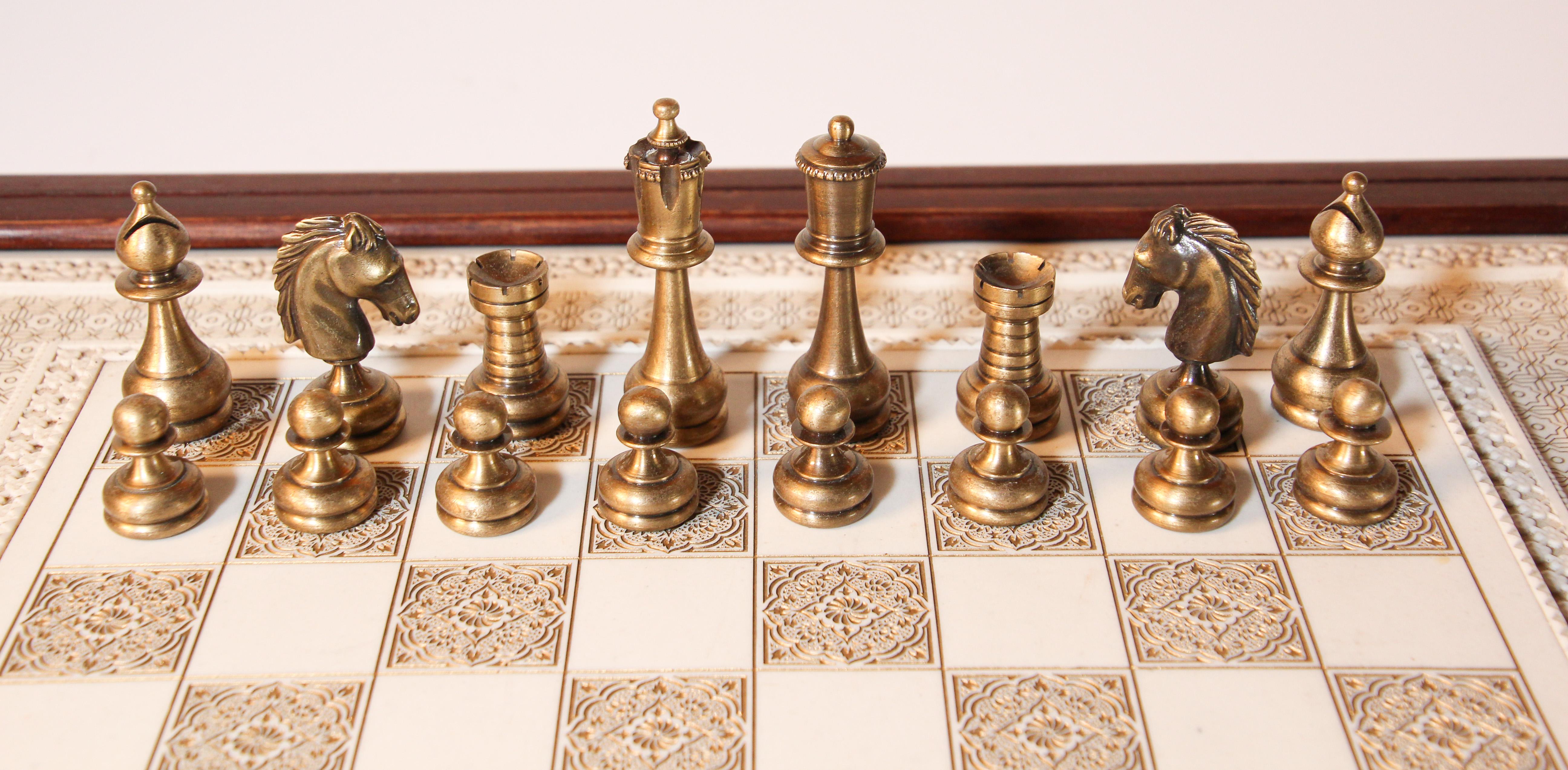 Large Arabesque Carved Firenze Florence Italian Game Chess In Good Condition In North Hollywood, CA