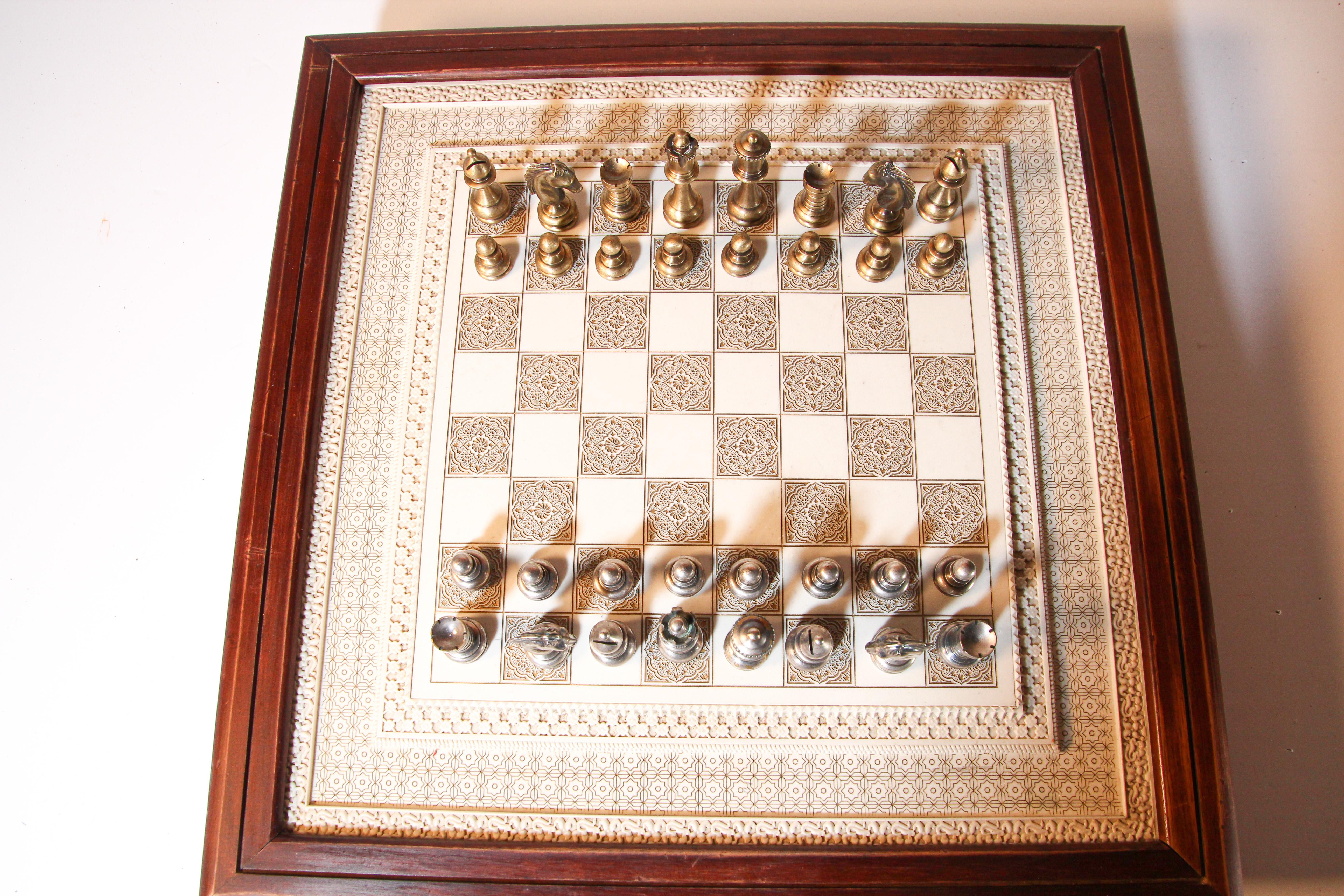 20th Century Large Arabesque Carved Firenze Florence Italian Game Chess