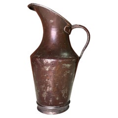 Large Arabian 19th Century Hammered Metal Water Pitcher