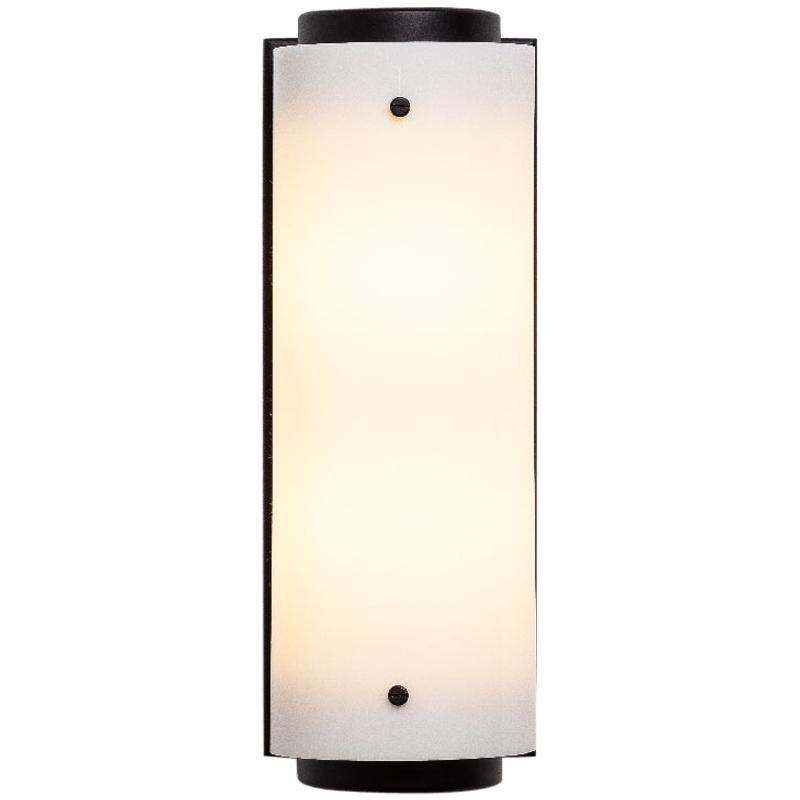 Large Arc Sconce in Black with White Lucite Shade In New Condition For Sale In Los Angeles, CA