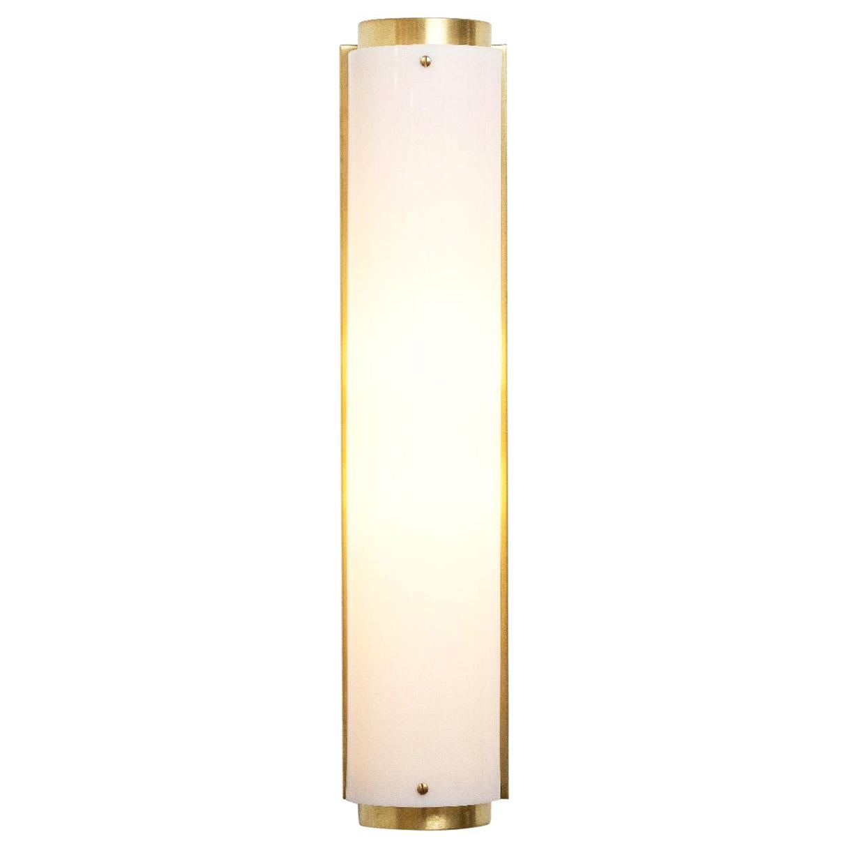 Large Arc Sconce in Black with White Lucite Shade For Sale